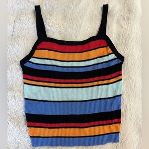 SHEIN Black Multicolor Striped Tank Top